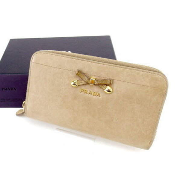 Prada Zip long Wallet beige leather - Picture 1 of 6